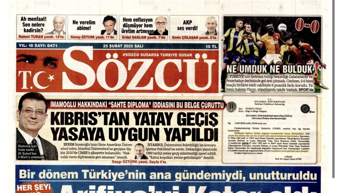 Πόλεμος για μετεγγραφή Ιμάμογλου από πανεπιστήμιο κατεχόμενης Κερύνειας: «Αναγνωρίζεται ή όχι το πανεπιστήμιο»