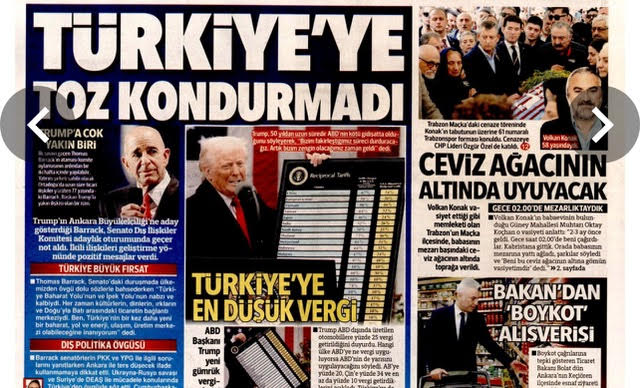 Πανηγυρίζει η Χουριέτ για Τραμπ: «Ο πιο χαμηλός δασμός στην Τουρκία»